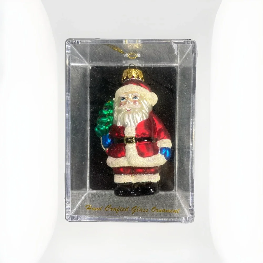 Vintage Target Brand Glass‎ Christmas Ornament 2002 Santa Clause Hand Crafted 4